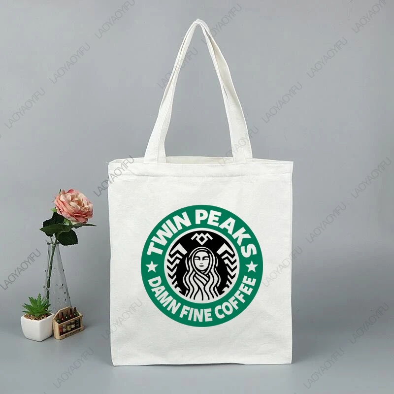 Twin Peaks Movie Tote Bags for Student Cloth Bag Totebag Women Shopper Shopping Aesthetic Woman Canvas Large University Shoulder