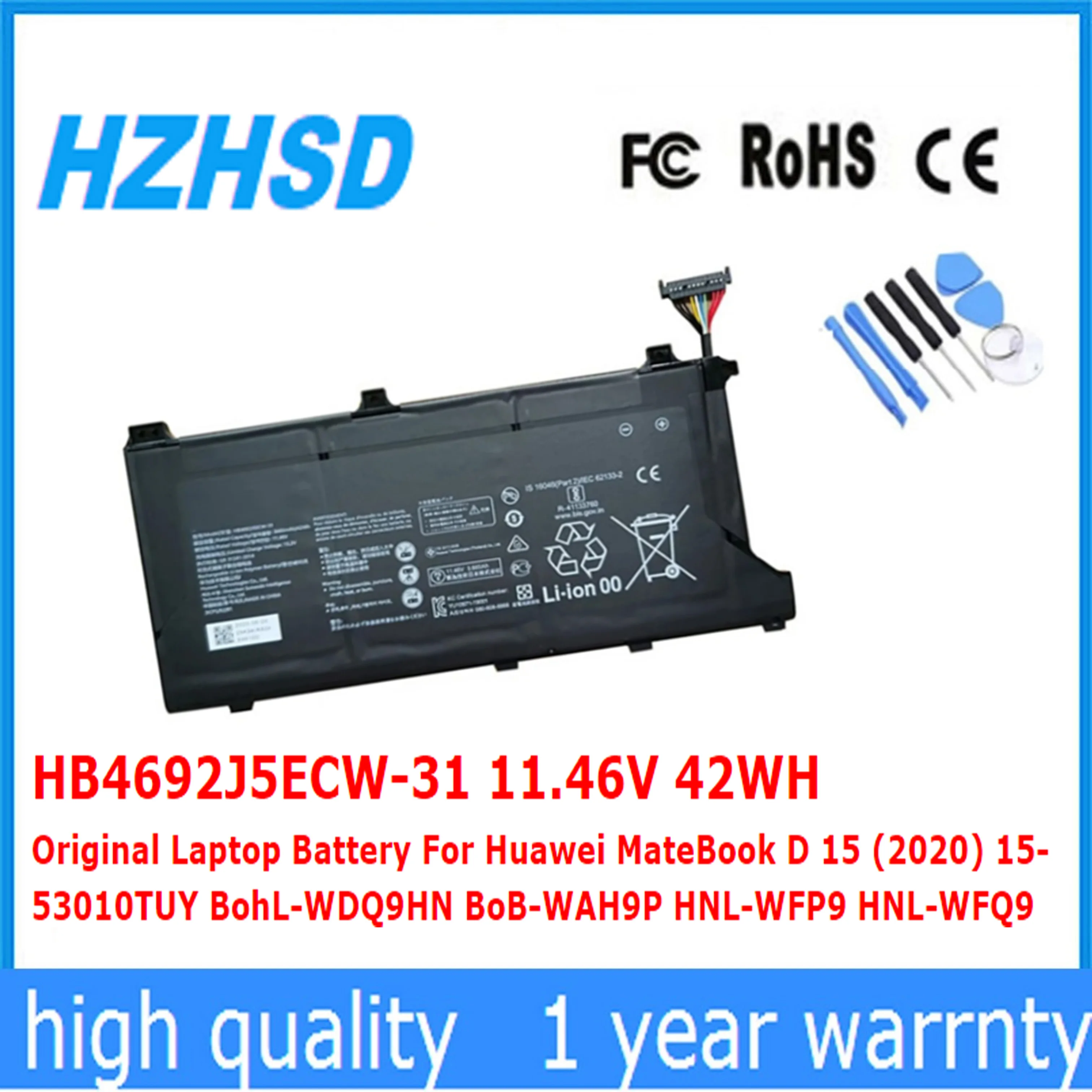 

HB4692J5ECW-31 11.46V 42WH Original Laptop Battery For Huawei MateBook D 15 (2020) 15-53010TUY BohL-WDQ9HN BoB-WAH9P HNL-WFP9