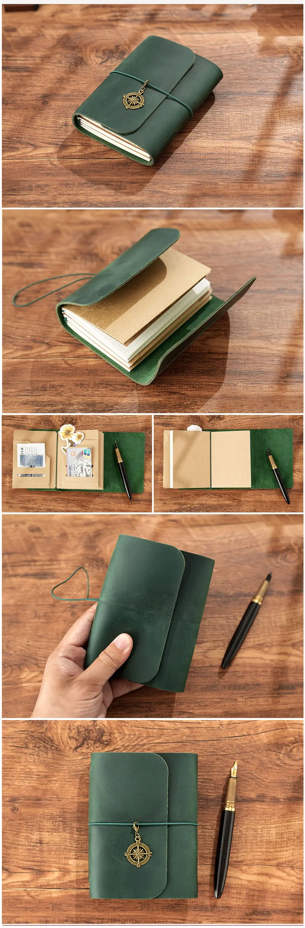 A5 Three Fold Journal Real Leather Notebook Refillable Vintage Style Diary Traveler Note Books Back to School Gift