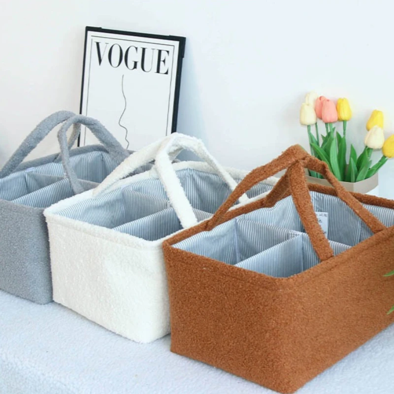 Fabric Handle Baby Diaper Clothes Basket Pure Color Laundry Toy Storage Organizer Home Fabric Storage Box