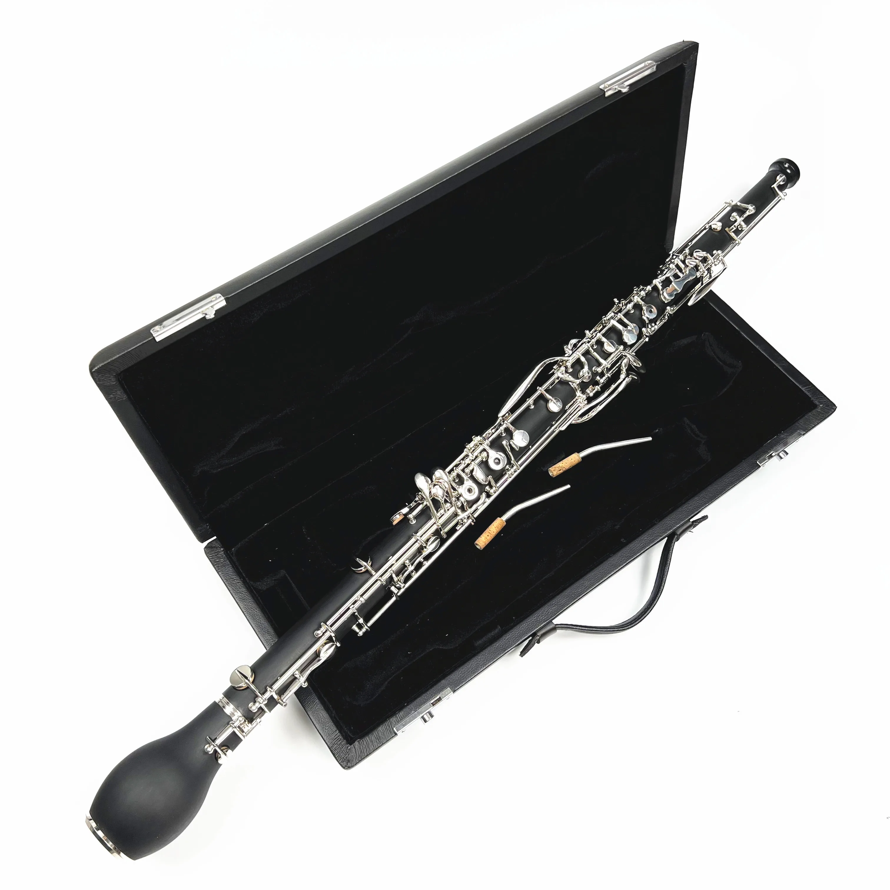 

English Horn Alto Oboe F Key Synthetic Wood Body Silver-plated Keys Woodwind Instrument with Reed Gloves