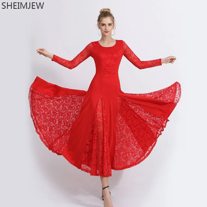 New Modern Waltz Modern Dance Dress Ballroom Dance Lace Big Hem Costume Tango Dance Waltz Dance Competition Performance Costumes