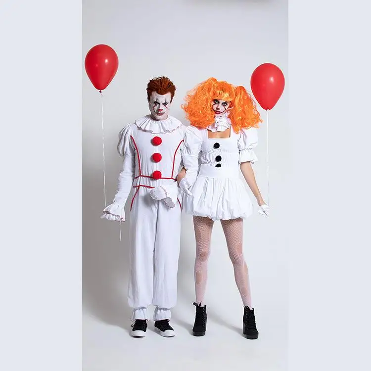 로윈 환생 광대 코스프레 의상 가면 무도회 남녀 커플용 질병에 걸린 광대 의상 전통 중국...