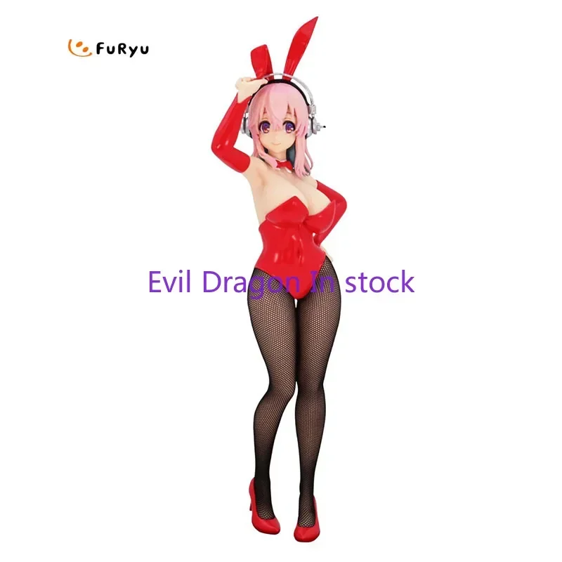 In Stock 100% Original FuRyu BiCute SUPER SONICO Red Bunny Girl Ver 28cm PVC Action Figure Toy Model Holiday Gift