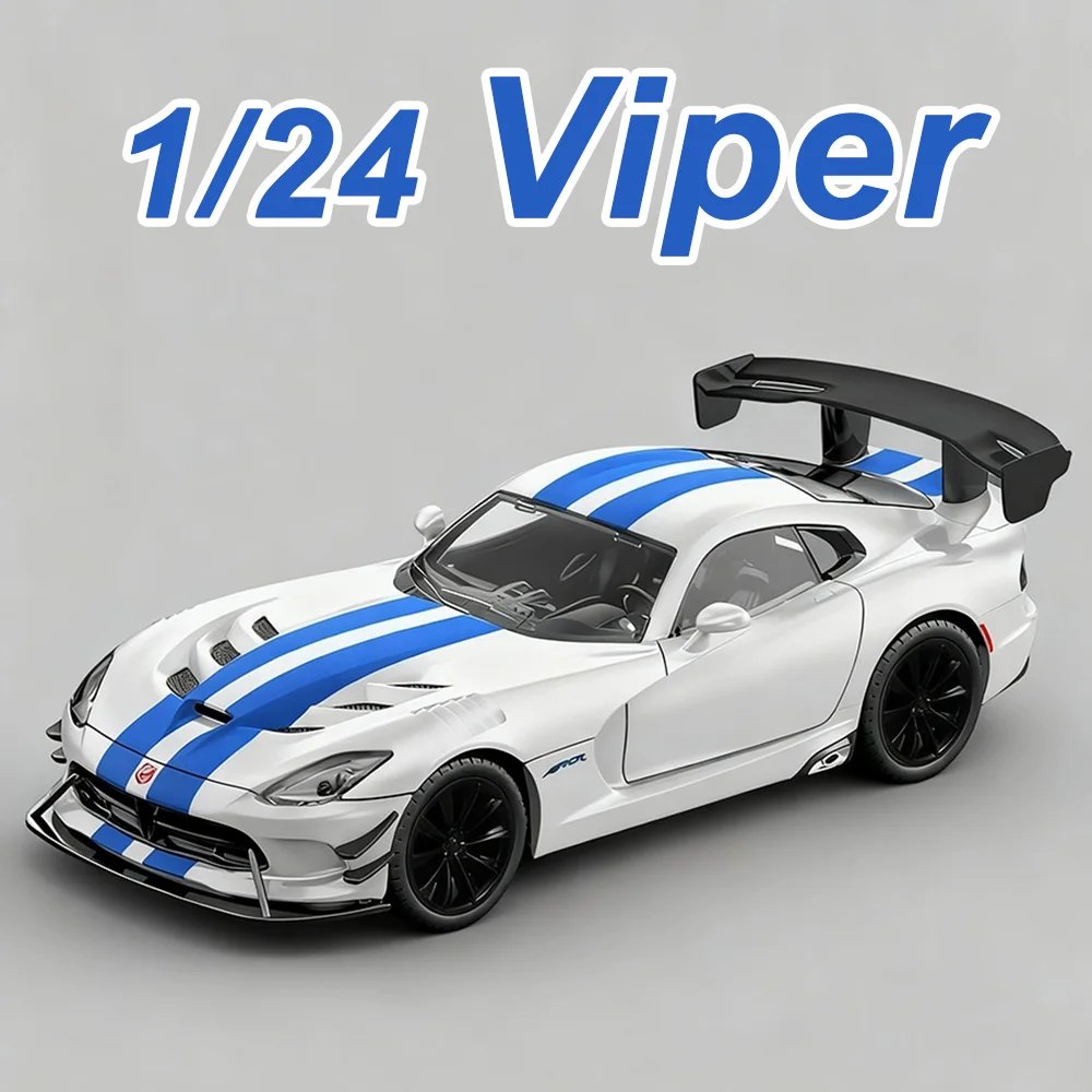 1:24 Viper Charger Diecast Wykwintny Model Auta ze Stopu Metalu, Zabawka z Dźwiękiem i Światłem, Napęd na Sprężynę, Otwierane Drzwi, Samochód Sportowy, Prezent Urodzinowy dla Chłopca