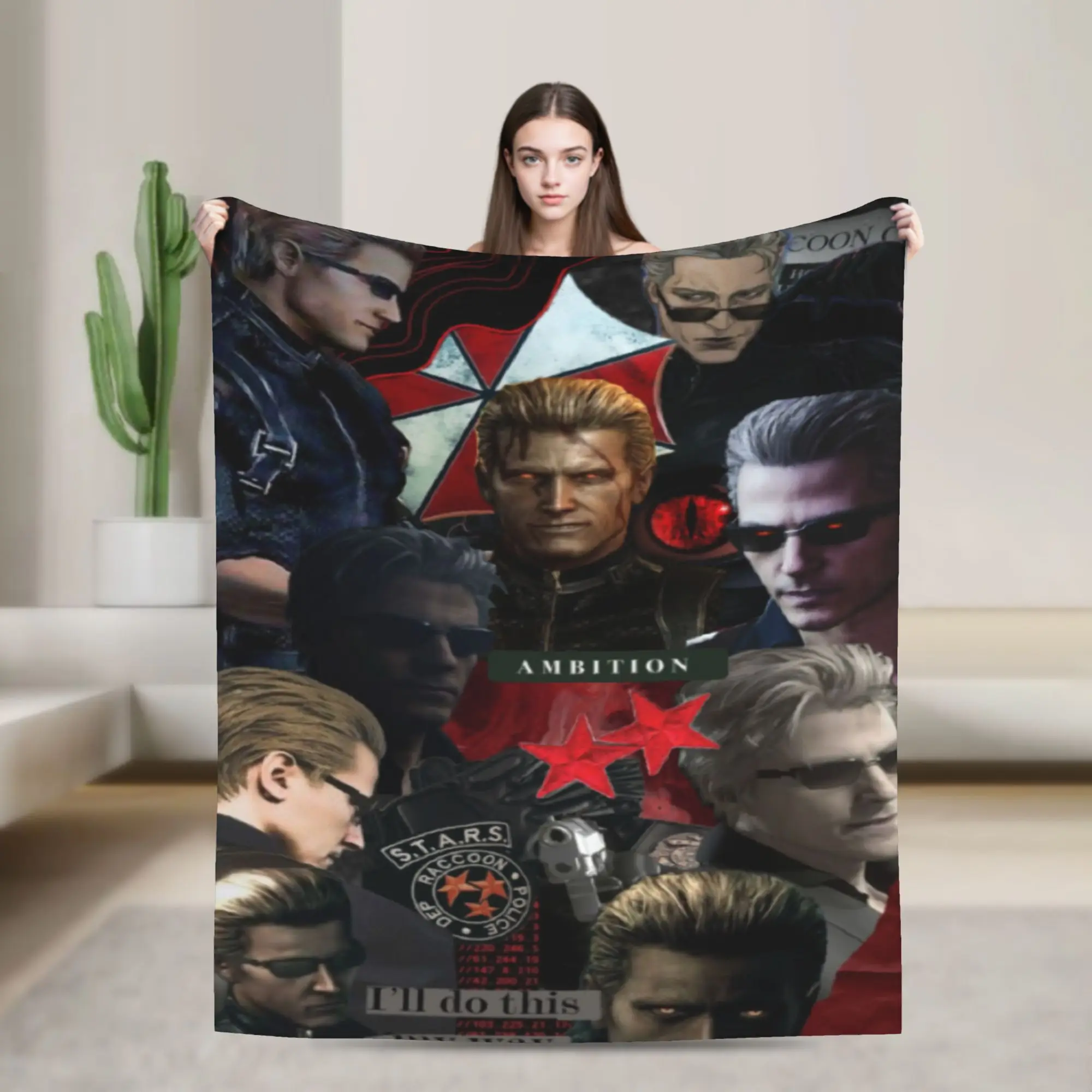 Albert Wesker  Blanket Multiple Sizes Soft Fuzzy Plush  Throw Blankets for Sofa Couch and Bed