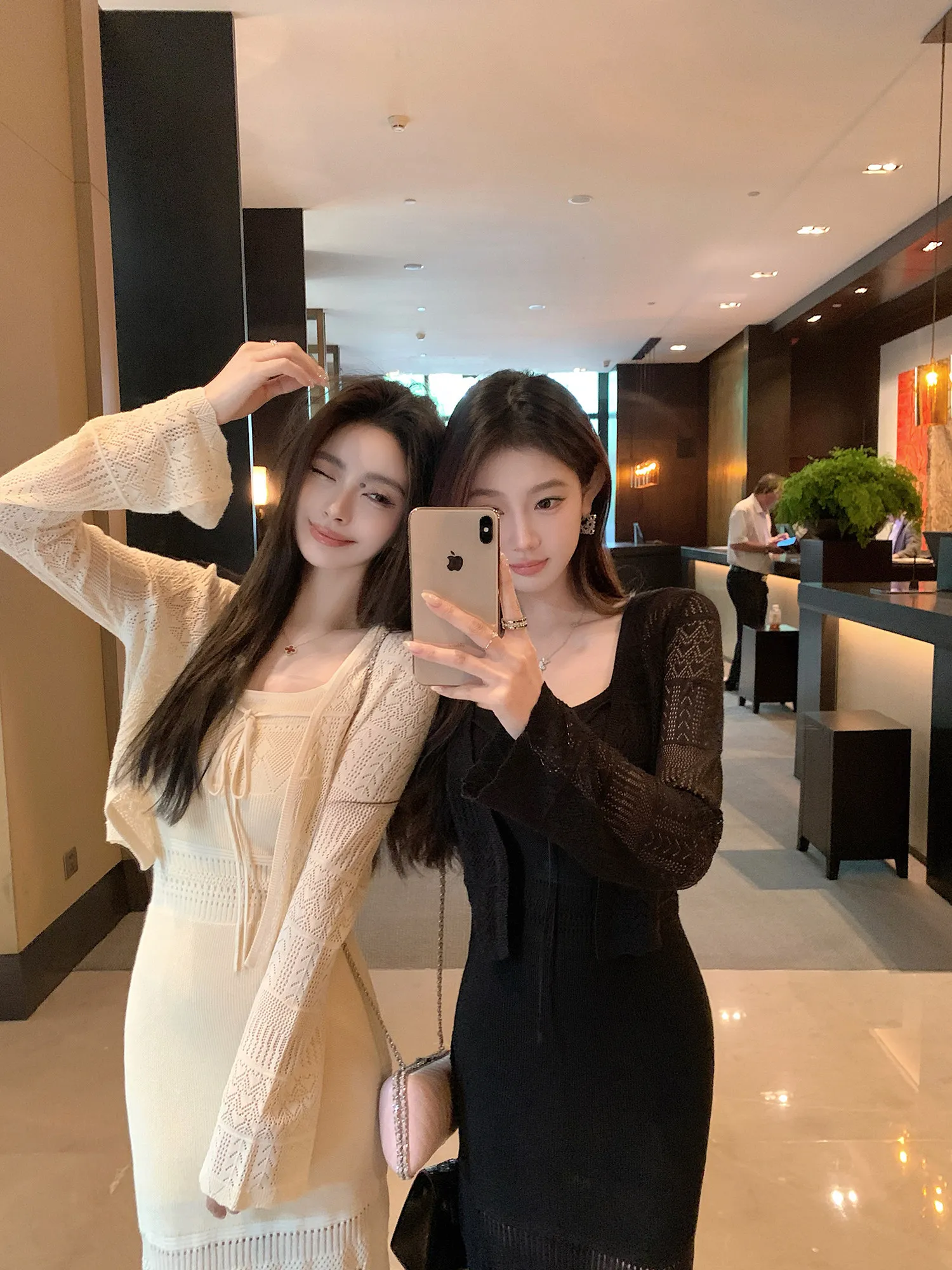 

Lilylikes Summer Fashion Set Hollow out Vest Skirt Open Cardigan Cool Soft Linen Feel Women's Two-Piece Suit for Ages 18-25