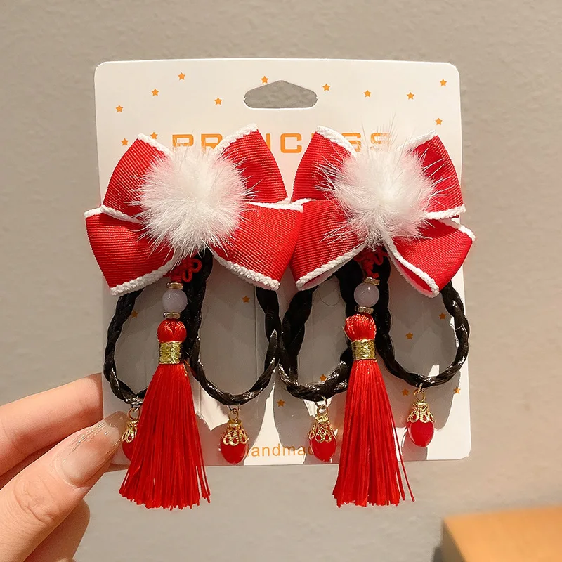 

New Year's Small Gifts for Children, New Year's Greetings Headwear, Bow Hair Clips, 2026 New Style Tassel Small Clips, Children's Gifts