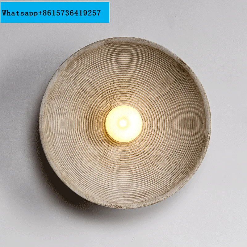 Indoor Retro Japanese Style Wall Circle Lamp Bedroom Bedside Light Sconces LivingRoom Dining Room Aisle Decor Design Lighting