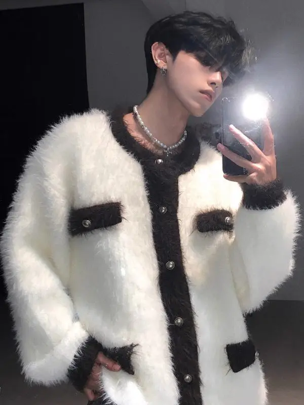 

Мужской утепленный шерстяной кардиган на пуговицах, мягкая комфортная ткань, ретро-стиль, повседневная одежда, зимняя верхняя одежда