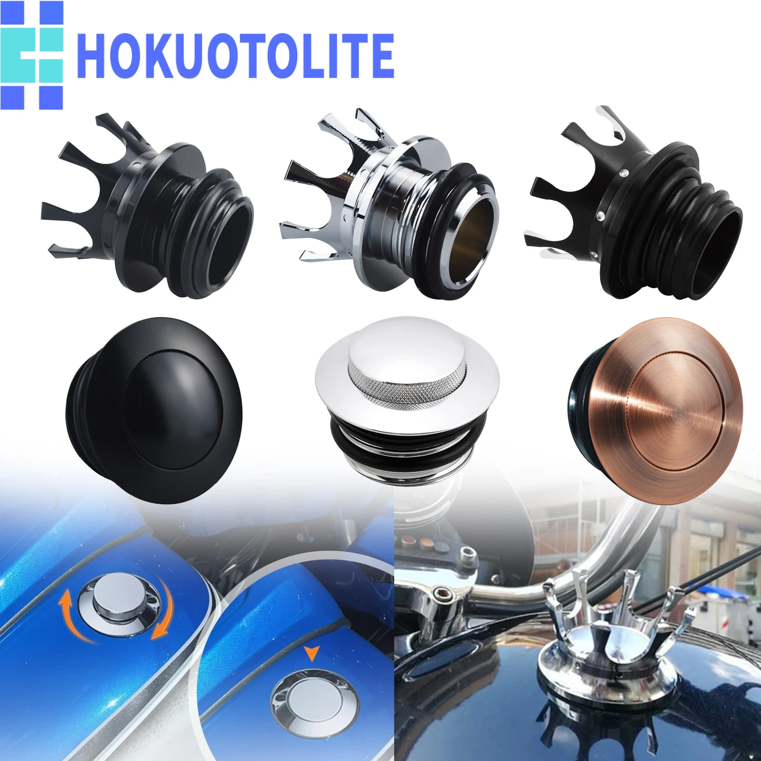 

Motorcycle Gas Cap King Crown Style Flush Oil Fuel Tank Cap For Harley Sportster XL883 1200 Dyna Softail Touring Road Glide