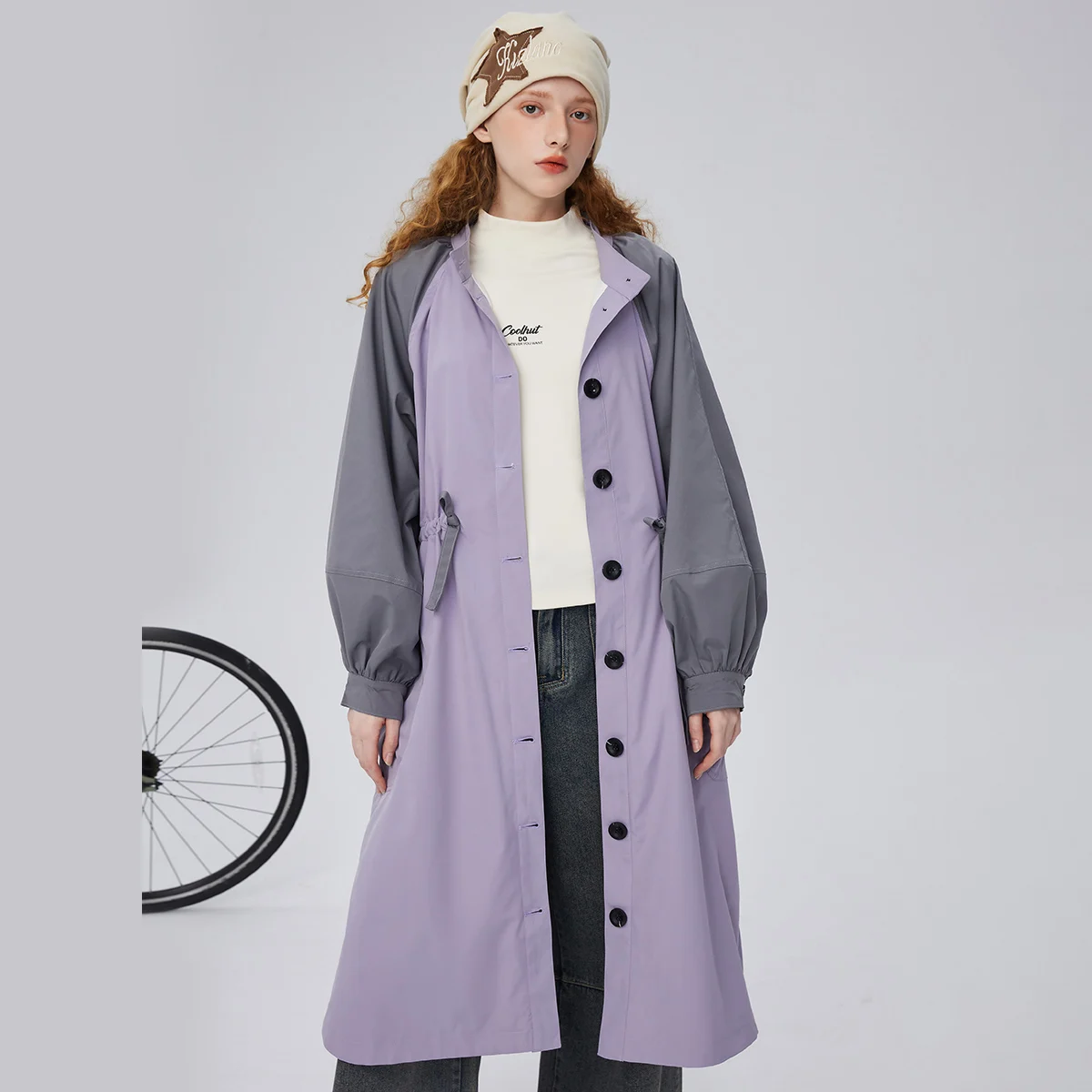 

Длинный женский плащ Coolhut, однобортное пальто большого размера, элегантная куртка с талией и манжетами по индивидуальному заказу