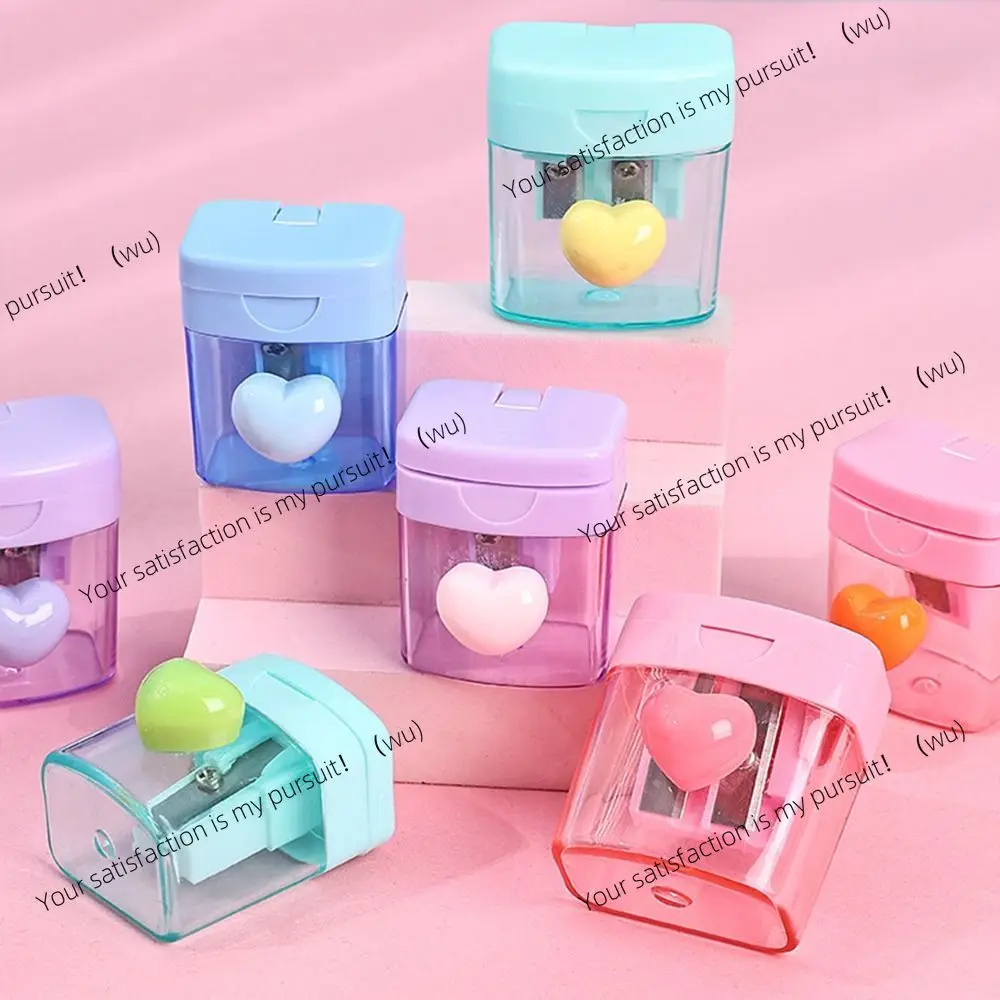 ZOCI-Cute 1/2 Holes Pencil Sharping Tools Transparent Sketching Pencil Sharpener Heart Writing Pencil Cutter Award Gifts