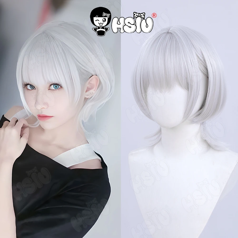 

Kaname Rana Cosplay Wig Anime BanG Dream Cosplay Wig MyGO Cosplay Wig HSIU 30Cm silvery white short hair Synthetic Wig+Wig cap