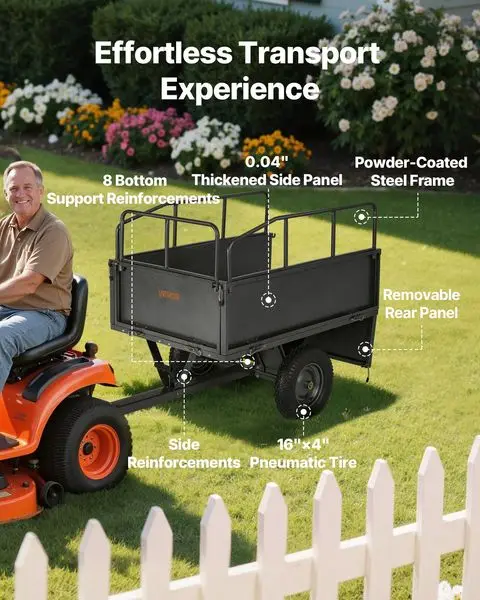 รถเข็นทิ้งเหล็ก VEVOR 17 คิว Ft 600LB สําหรับรถพ่วง ATV/UTV พ่วงหลังงานหนัก