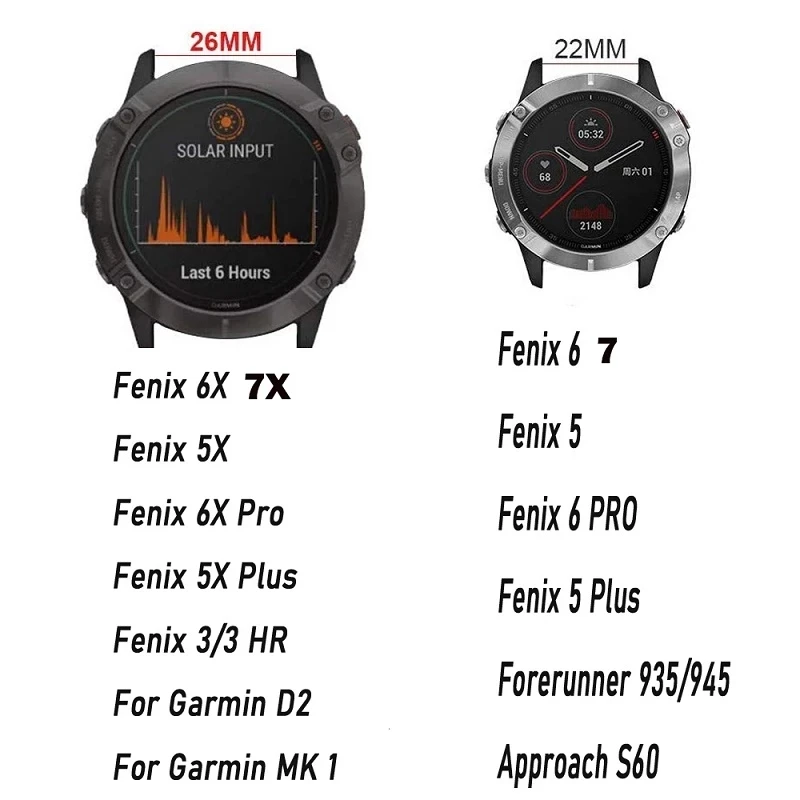 Ремешок силиконовый для GarMin Fenix 7X 7 Instinct Epix2 6X 6 Pro, быстросъемный браслет для смарт-часов Fenix5X 5Plus, 22 мм 26 мм