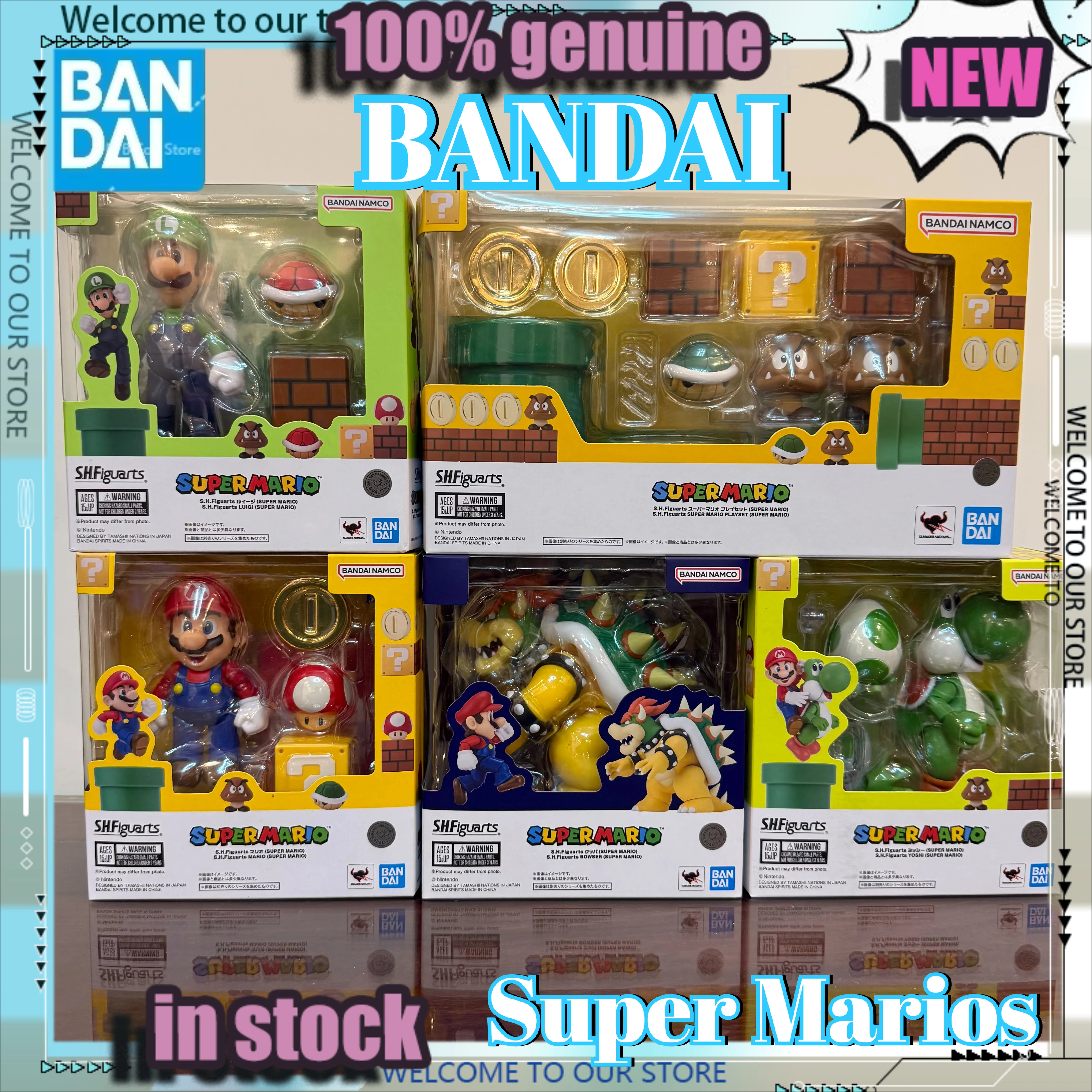 

Bandai S.H.Figuarts Super Marios Series Action FiguresLuigi Bowser Yoshi Playset Accessories Gift Finished Collectible Model