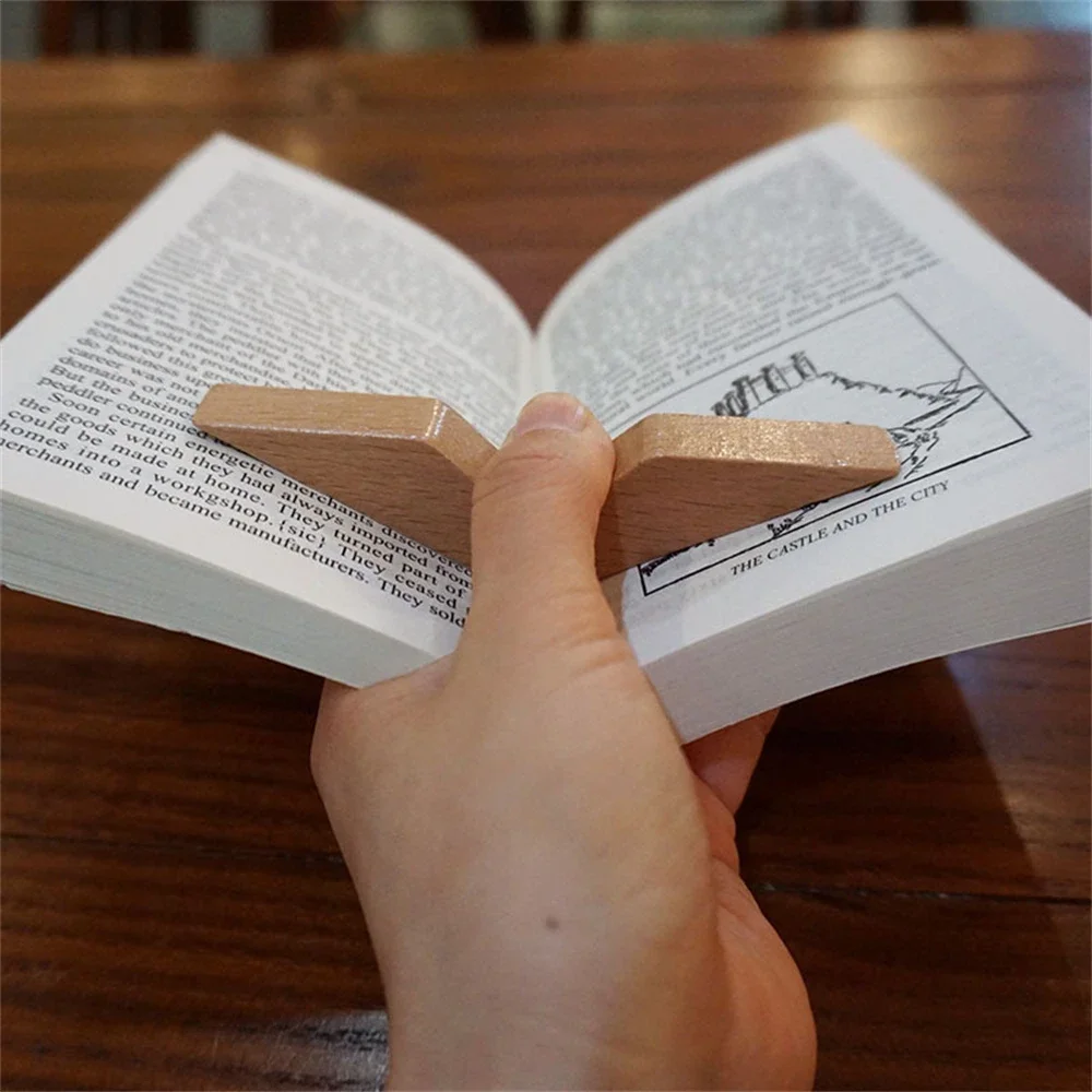 Wooden Handy Page Spreader Thumb Page Holder Literary Bookmark Reading Helper For Bookworms Teachers Students Kids Adults Tool