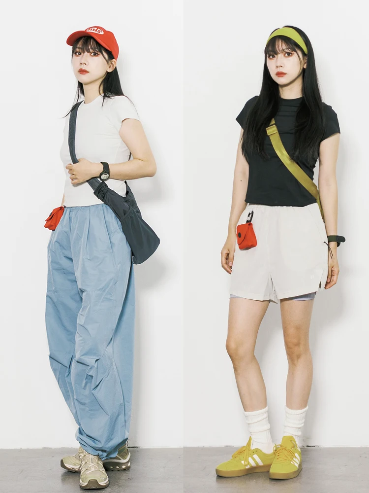 Retro Japanese Style round Neck Short Sleeve T-Shirt Women's Slim Fit Quick Dry Base Layer Shirt Summer Casual Top Tee
