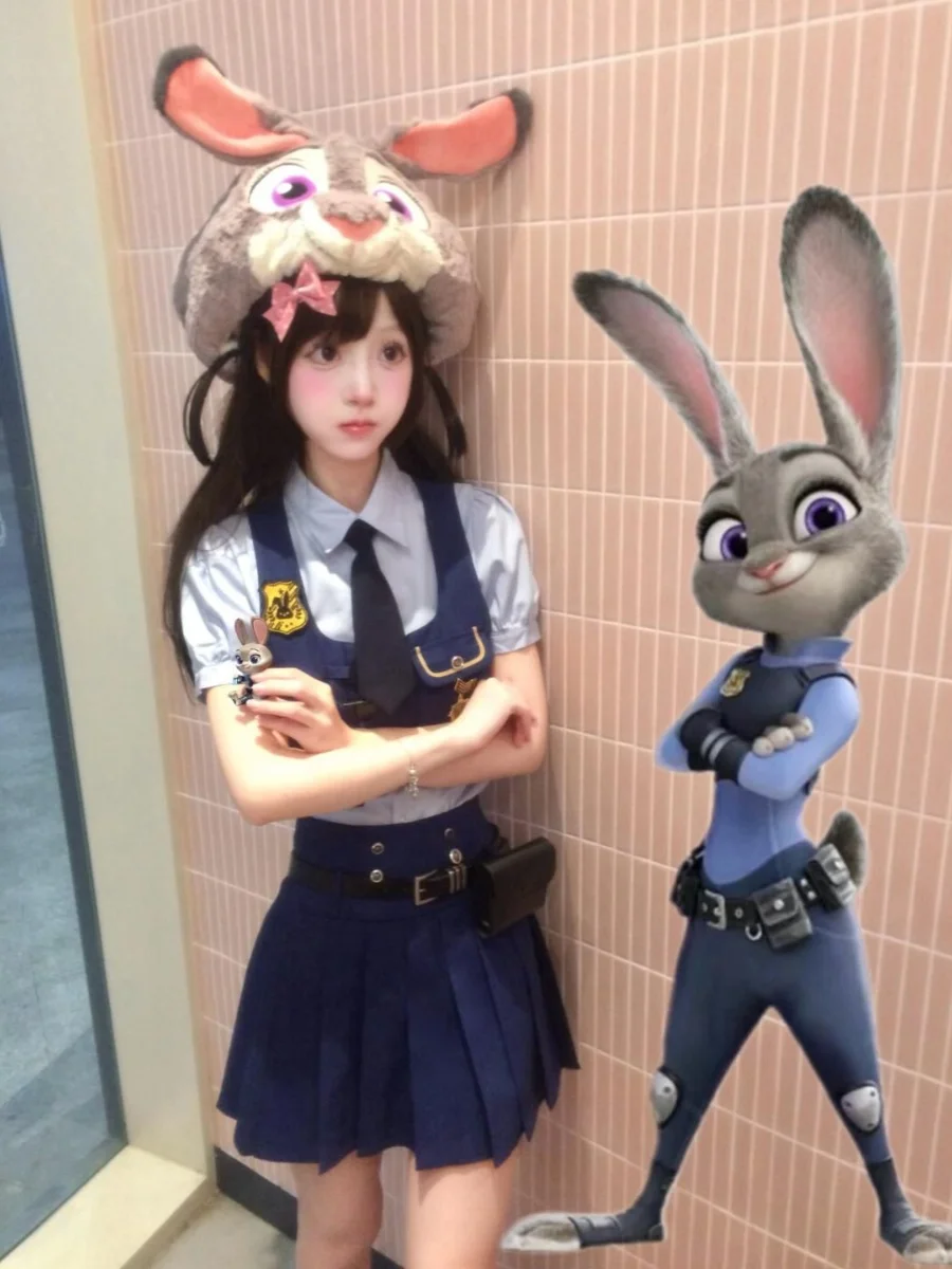 Coelho oficial roupa crianças adultos cosplay animal ci traje louco judy loween par faion conjunto ort sve poliéster