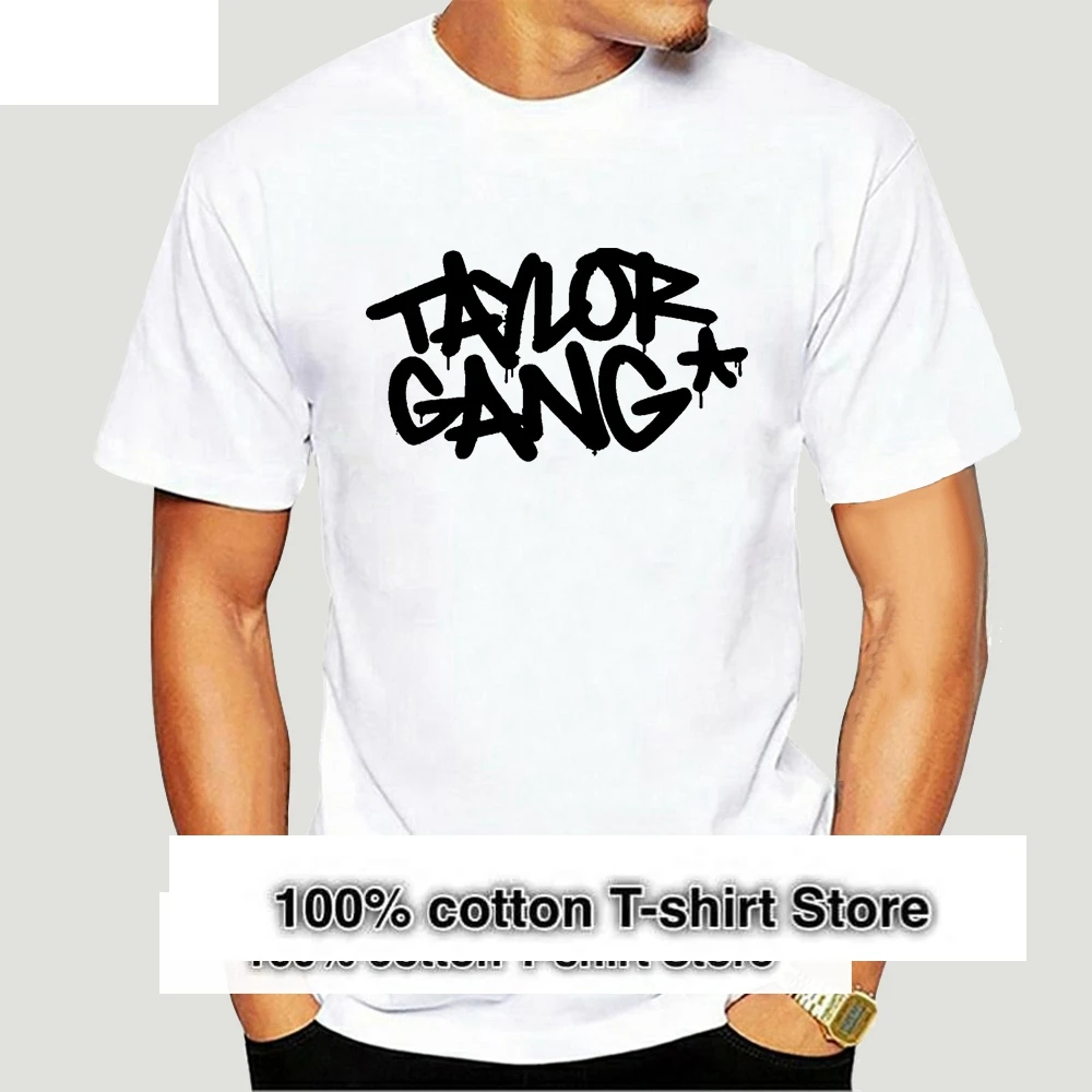 Taylor Gang T Shirt MenCasual Simple Short Sleeve Logo Printing Tee 100% Cotton Pure White Male Tops Clothes Round Neck 6242A