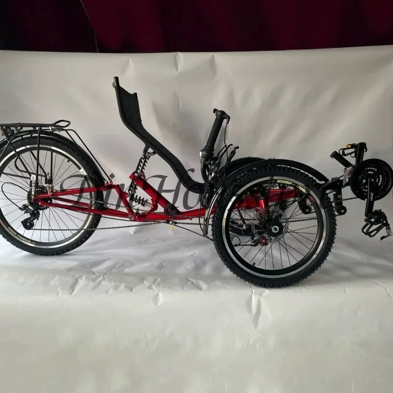3-Wheel Recumbent Trike Ultra Comfort Seat Adjustable Rear Suspension Reclining Bicycle for Adult Outdoor Leisure