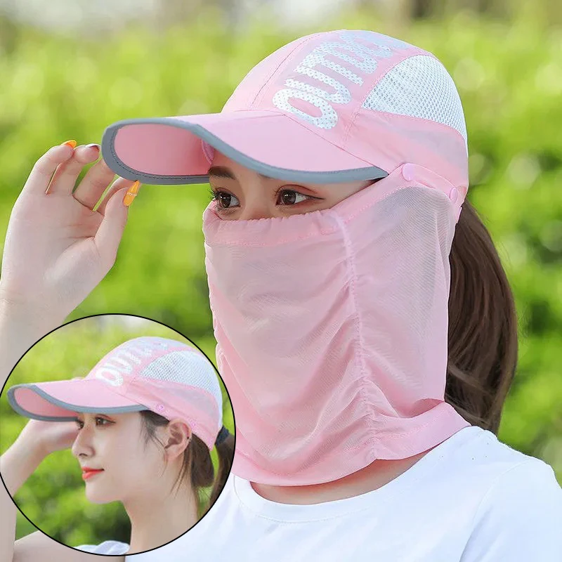 Detachable Breathable Neck Face Baseball Cap Summer Neck Face Sunshade Sun Hat UV Protection Wide Brim Shade Hat Visor Beach Cap