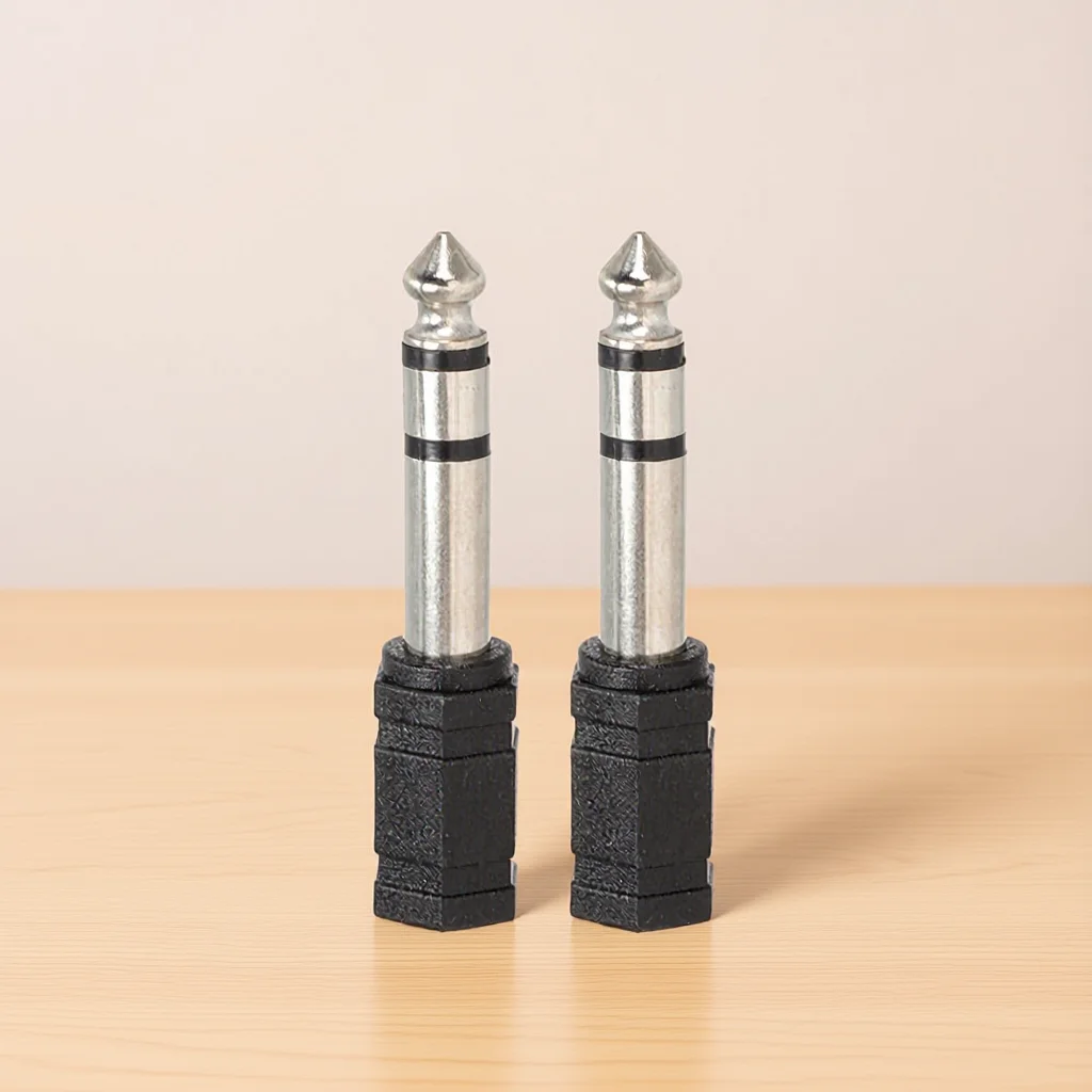 

2Pcs Aux Adapter Zinc Alloy Sturdy 6.35mm to 3.5mm Male Female Audio Connector Converter Headphone Microphone Headphone Adapter