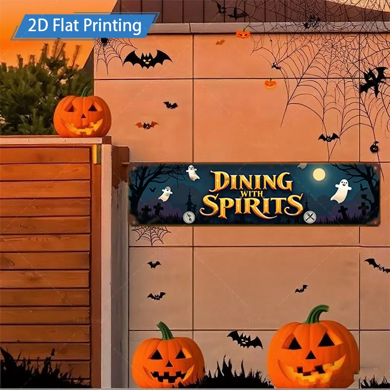 1 Stück 20,3 x 30,5 cm großes Metallschild „Esszimmer mit Geister“ Metallschild, gruselige Kürbisgeister-Dekoration für Party
