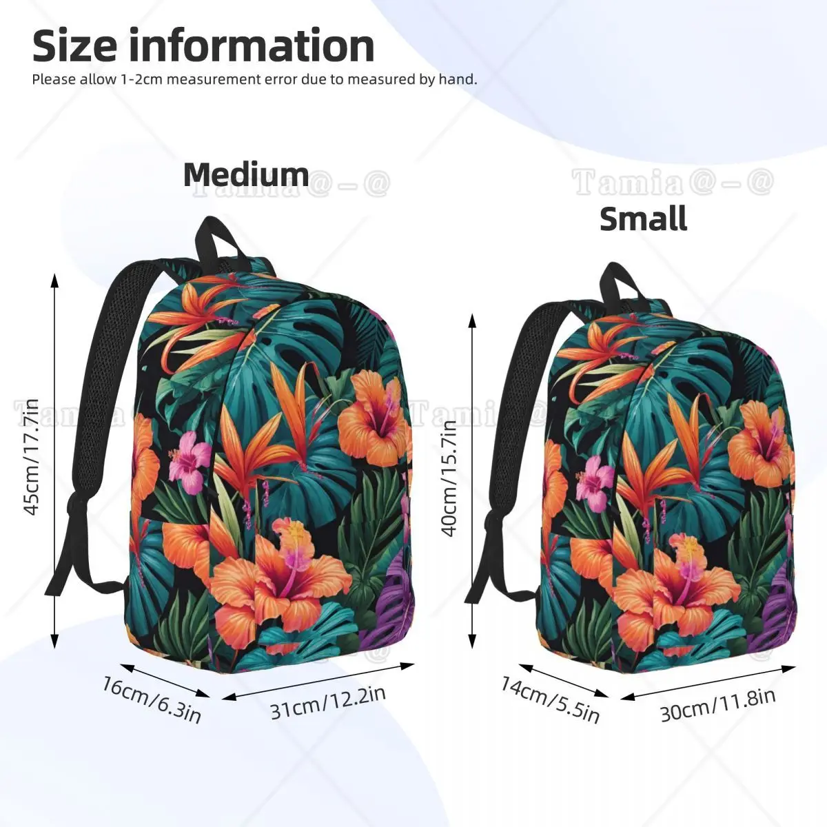 Tropical Plants Animal Pattern Backpack Daypack Large Capacity Kids BookBag School Bag Shoulder Bags for Men Women