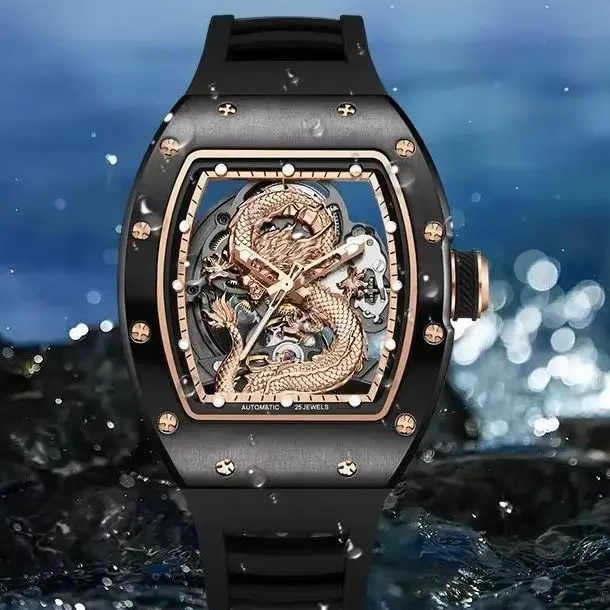 Dragon Watches Automatic Mechanical Watch AAA Waterproof Luminous Dragon Dial Custom Logo Luxury Business Casual Wristwatch 2026