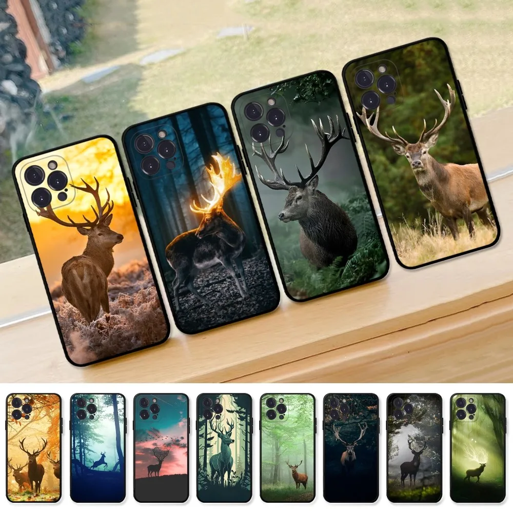

Animal Deer Phone Case For iPhone 15 14 11 12 13 Mini Pro XS Max Cover 6 7 8 Plus X XR SE 2020 Funda Shell