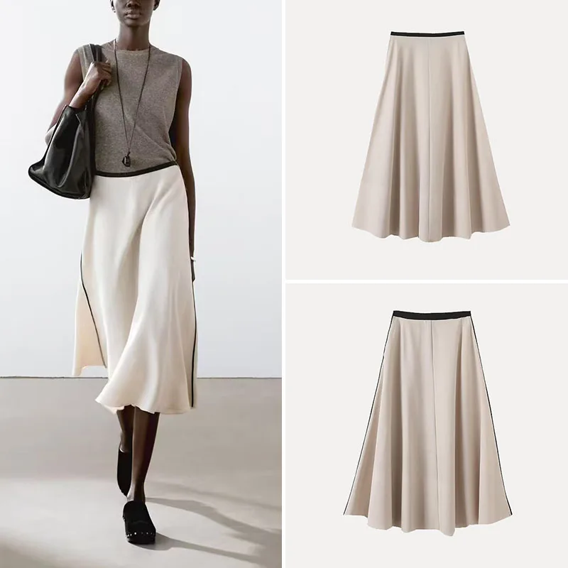 Spring 2025 MD Women's Minimalist Style Ethereal Half Skirt ZADATA Brand Polyester Fiber 100% Commuter Skirt Elegant Women's ...