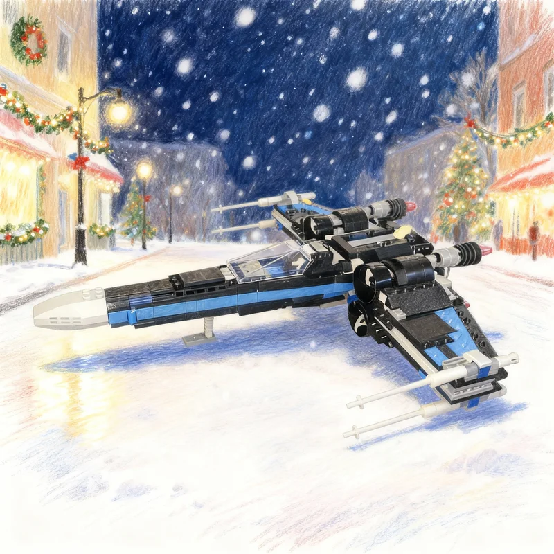 

691pcs MOC X Wing Black Blue Star Battle Model Building Toys Blocks Construction Assemble DIY Christmas Gifts Creative Idea