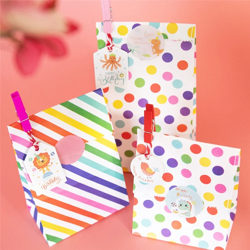 

ABYS-20Pcs Kraft Paper Biscuit Candy Bags Birthday Party Decoration Dessert Candy Bar Bag
