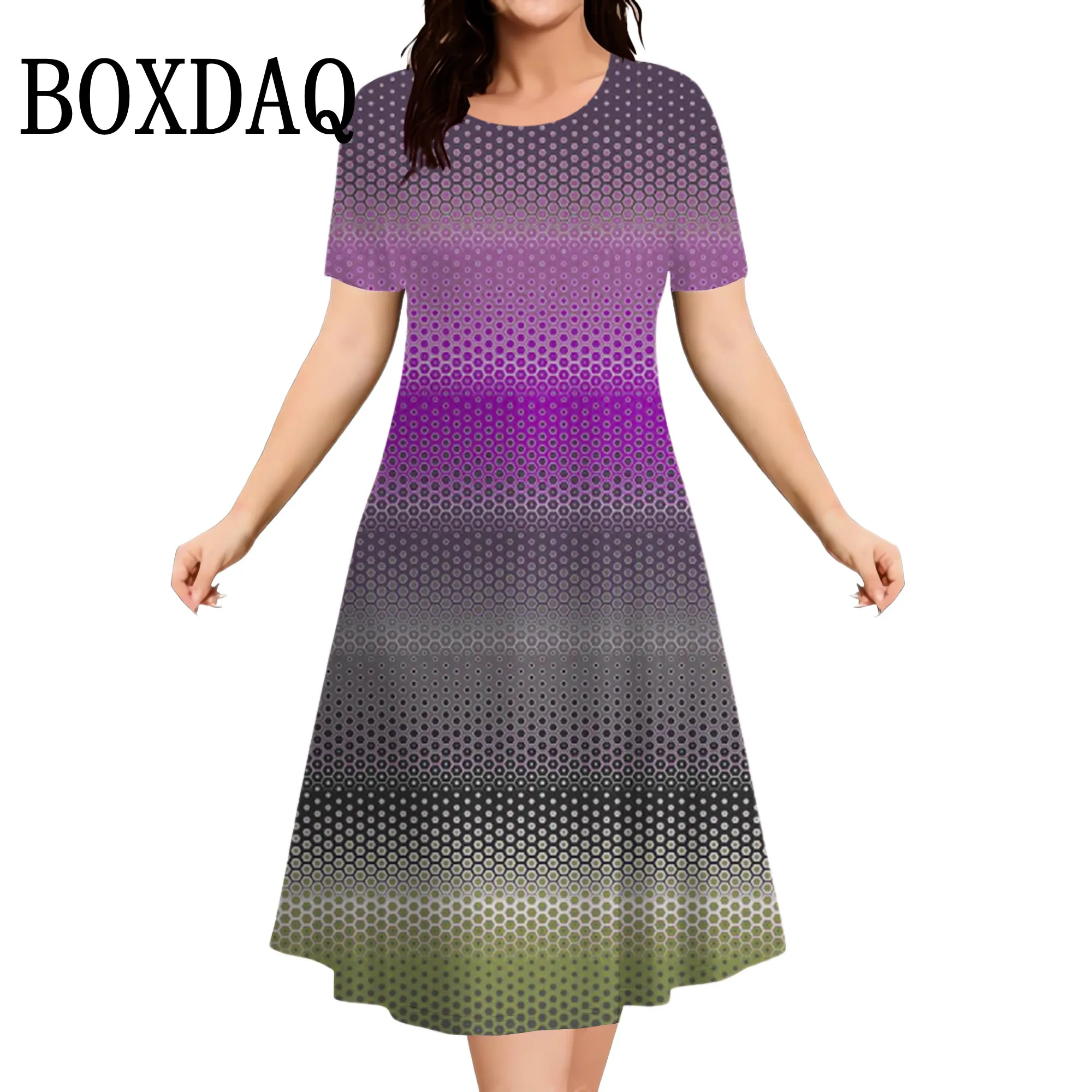 Striped Gradient Plus Size Summer Dress - close-up view