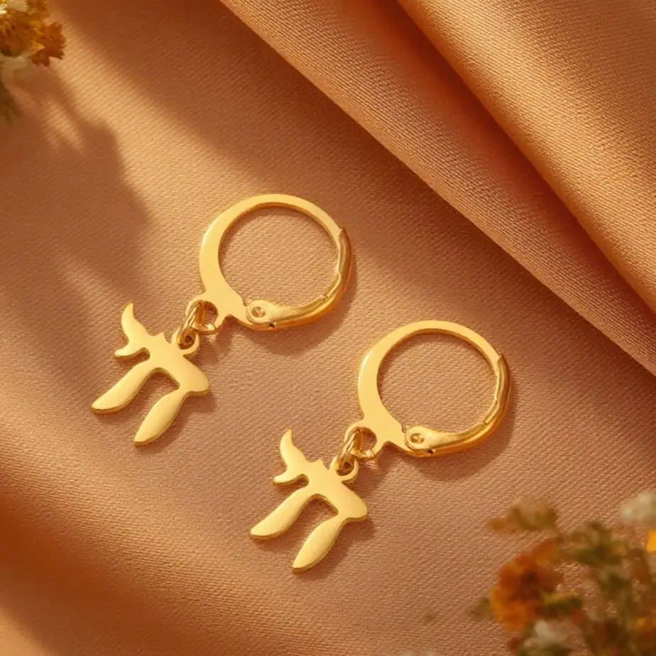 Dawapara-pendientes con dije de símbolo Chai para mujer, fase lunar, letra hebrea, bendición de la vida, joyería judía, pendientes de acero inoxidable
