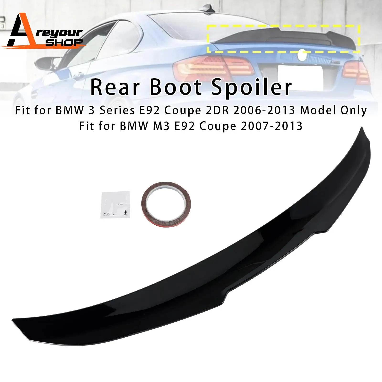 

Gloss Black Rear Boot Spoiler for BMW 3 Series E92 2006 2007 2008 2009 2010 2011 2012 2013 Coupe PSM Style