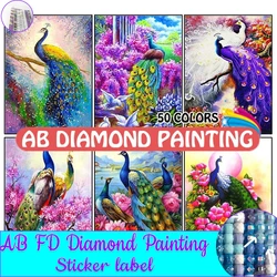 Pittura diamante pavone punto croce vendita 5D fai da te AB quadrato rotondo trapano ricamo animale mosaico fiore regalo fatto a mano arte