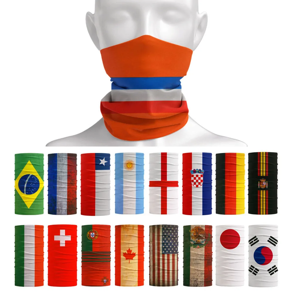 World Football Fans National Flag Bandana Spain Netherlands France Korea Chile Neck Gaiter Seamless Face Mask Men Headwear Scarf