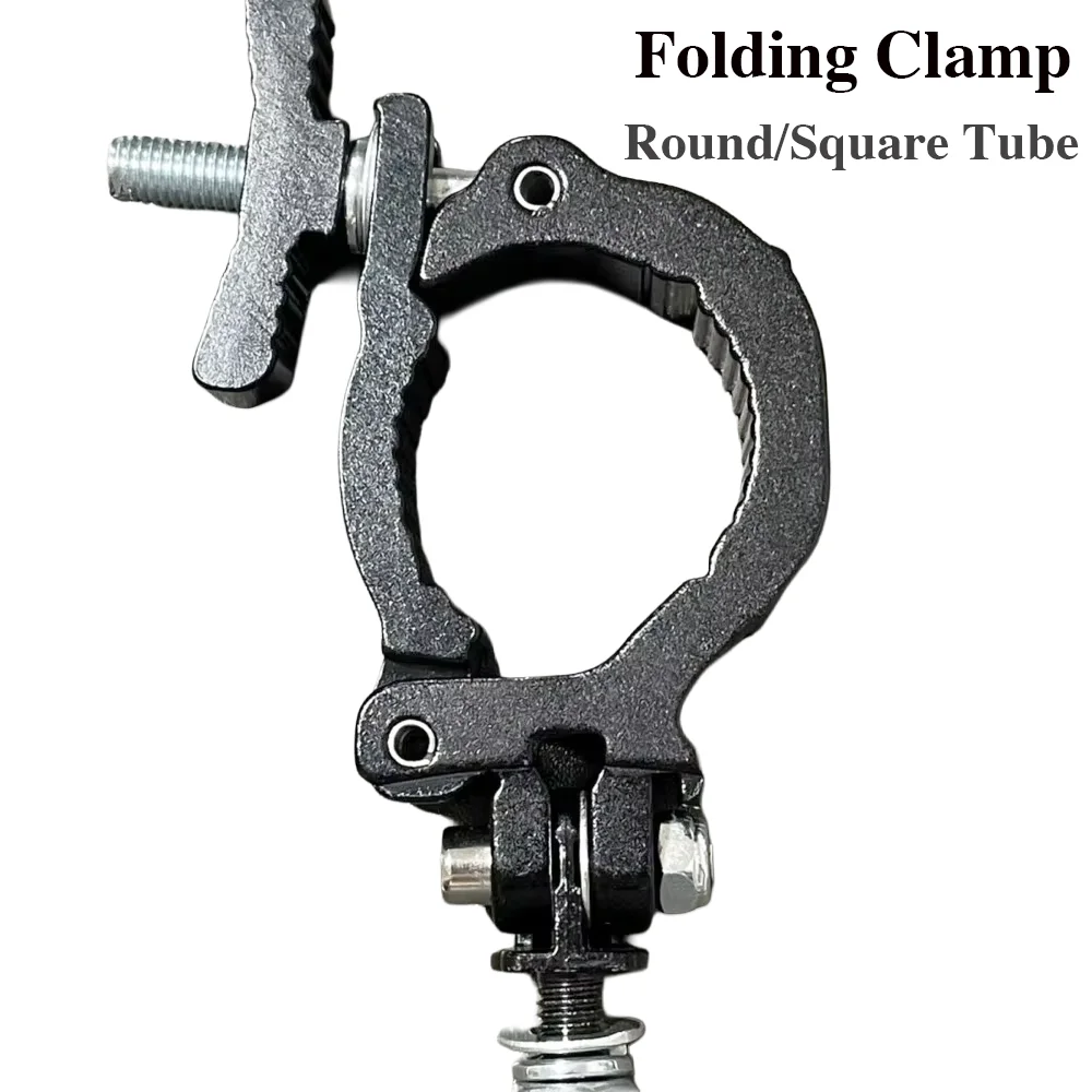 40mm Square Pipe Fold Clamp 47-52mm Round Tube Truss Mounting Clamp Folding Hooks For Stage Lighting Fixtures LED Moving Head