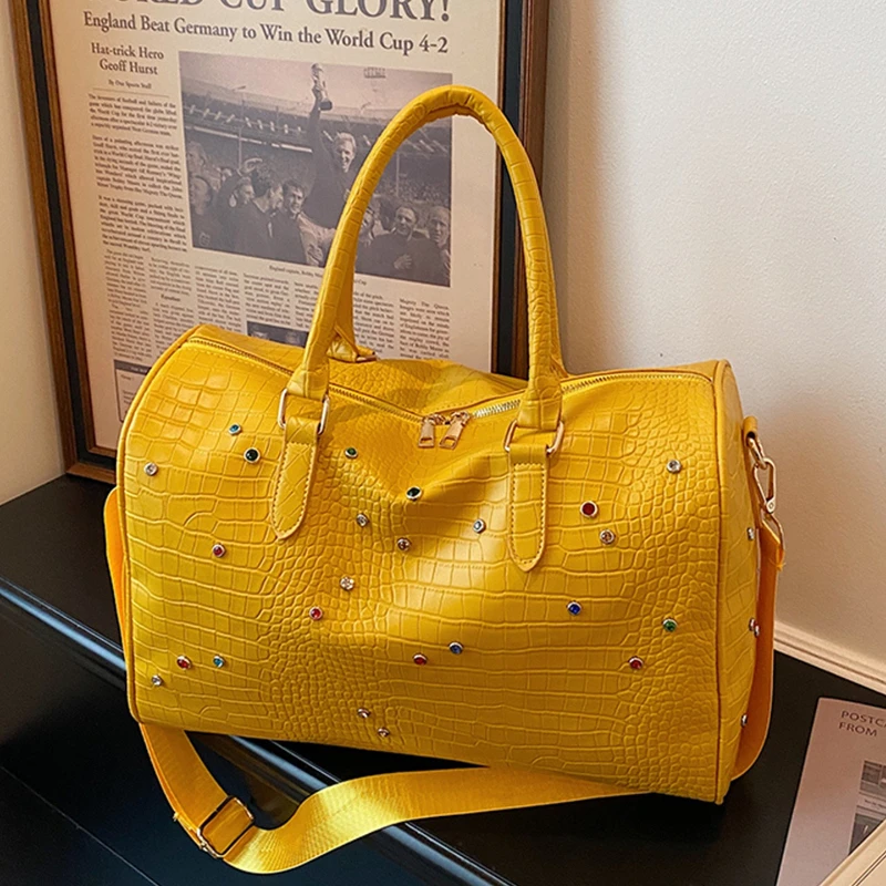 new-business-travel-bag-fashionable-high-quality-diamond-inlaid-handbag-solid-color-versatile-large-capacity-moving-storage-bag