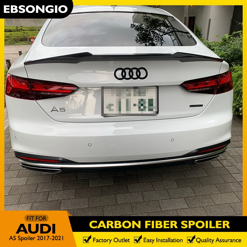 

Use For AUDI A5 S5 RS5 Sedan 4-door 2017 to 2021 Year Spoiler Real Carbon Fiber Rear Trunk Wing Car Body Kit Accessories