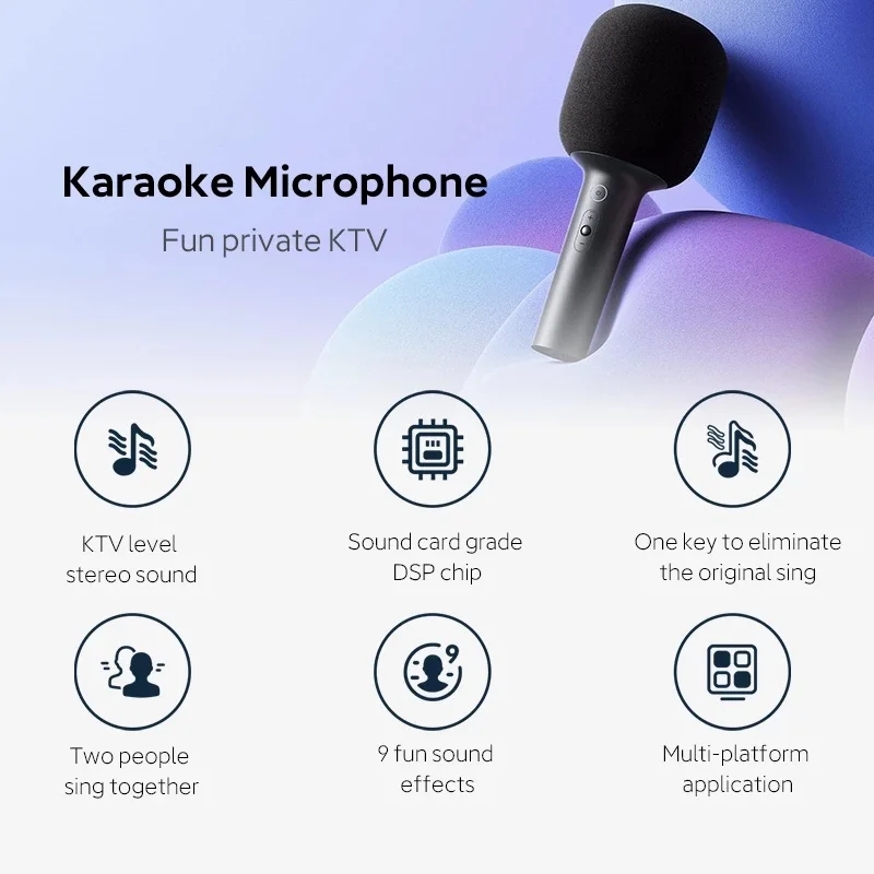 Xiaomi MIJIA K-song Microphone Karaoke KTV-level Stereo Sound Effect Bluetooth 5.1 DSP Chip Noise Cancellation 2500mAh