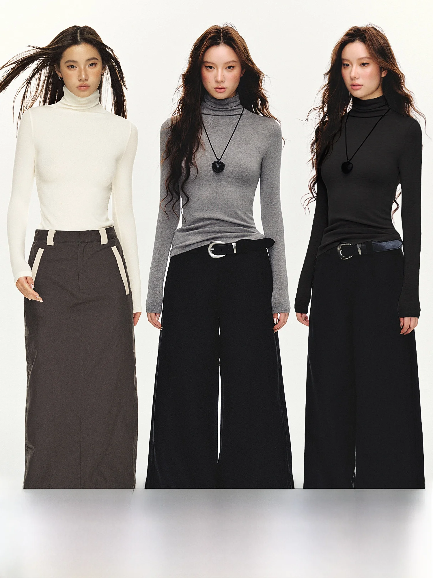 

Женская базовая футболка с высоким воротником 0PASSION Fce Lined, осенне-зимняя, облегающая, длинная, с рукавами-фонариками