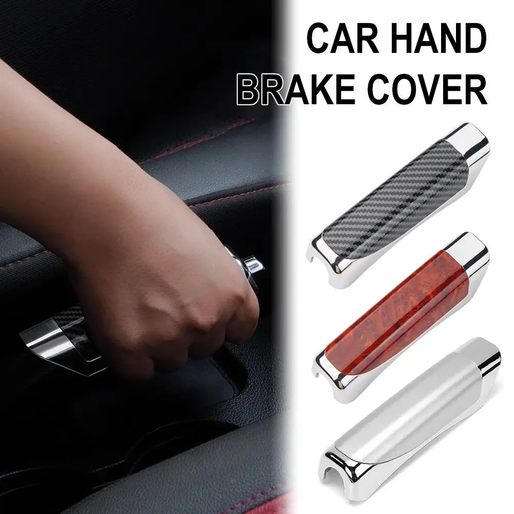 Universal Car Hand Brake Cover Carbon Fiber Wood Color Protector Manual Brake Grips Interior Decoration Protective Cover