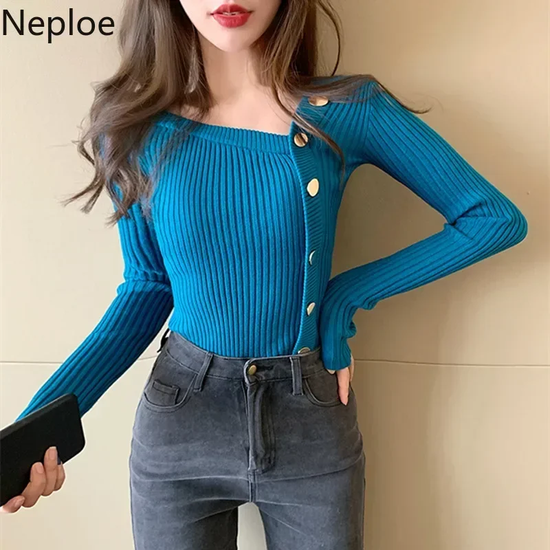 Neploe New Autumn Ladies Pull Femme Sweater Single-breasted Knitted Cardigan 2024 Long Sleeve Chic Button Top Women Pullover