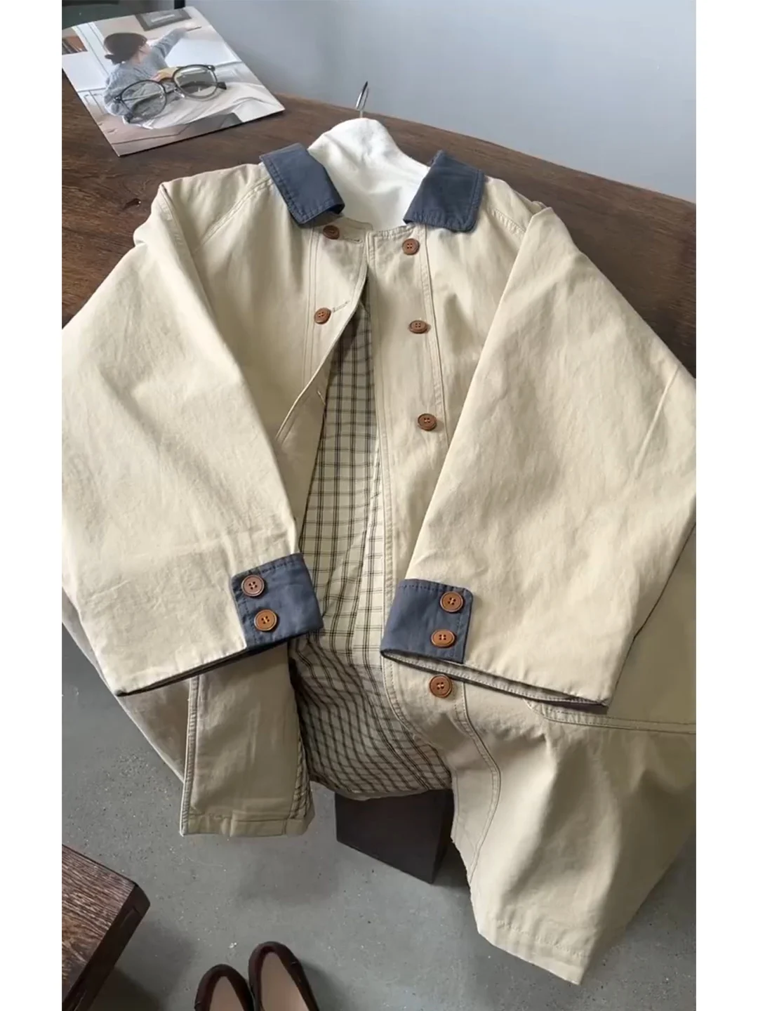 

Ретро-куртка в корейском стиле для женщин, большие размеры, стильная, стройнящая, удлиненная рубашка-пальто, новинка весеннего сезона, модная верхняя одежда