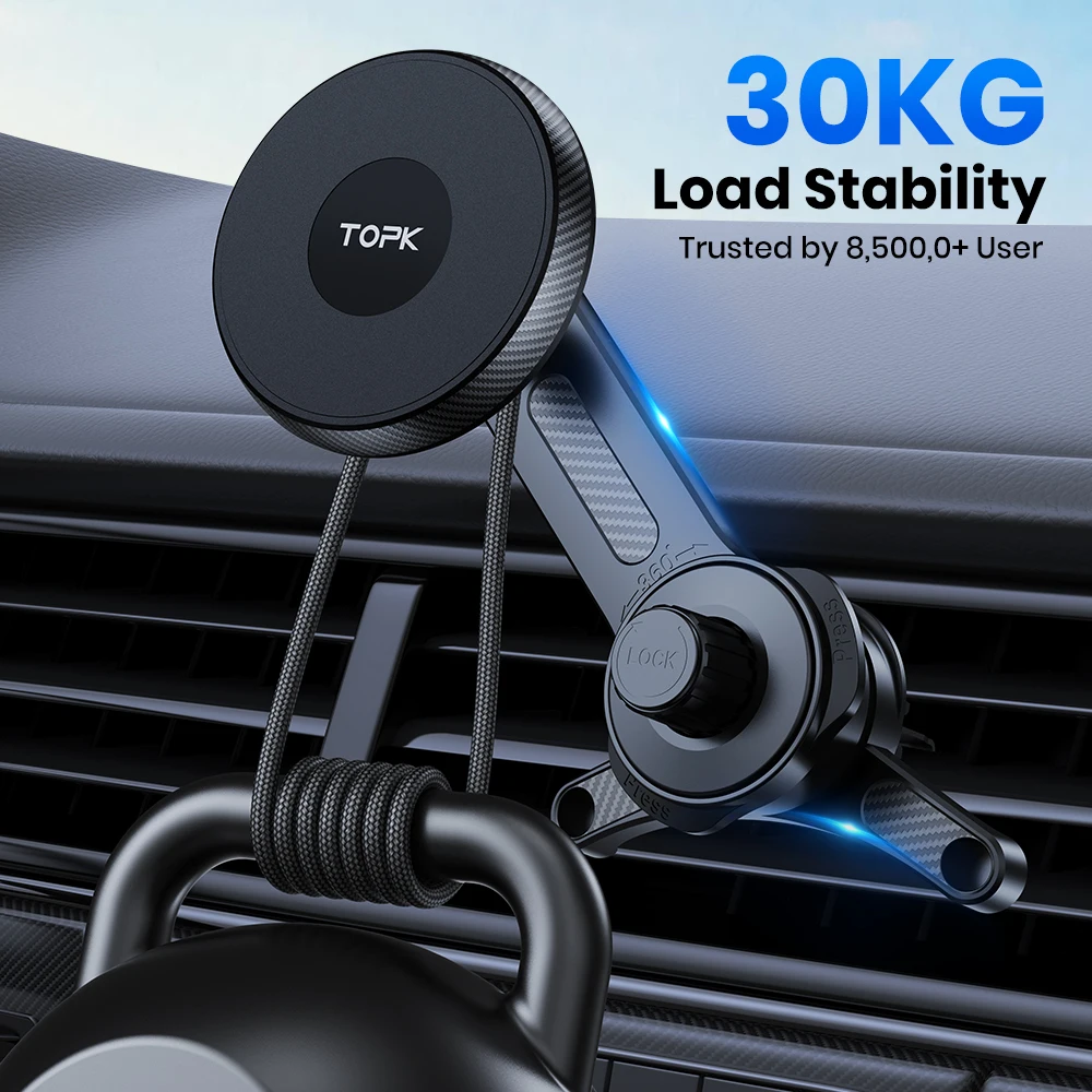 TOPK Fits MagSafe Car Phone Holder, Strong Magnetic Phone Holder for iPhone 15, Vent Car Mount Holder Car Accessories for iPhone