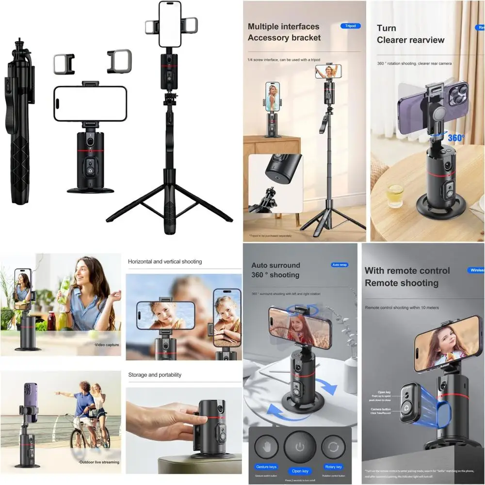 

360 ° Поворотный держатель для телефона с отслеживанием лиц с контролем жестов для прямой трансляции, видеокоря и встреч